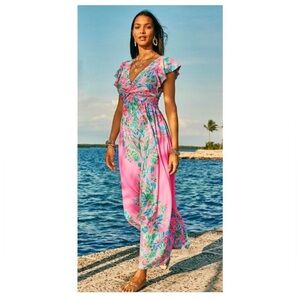 New Lilly Pulitzer Verona Flutter Sleeve Havana Pink Casa Jaguar Engineered 2